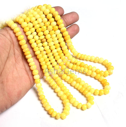 Fine Yellow Opal Smooth Rondelle Shape Beads, Yellow Opal Plain Handmade Gemstone Loose Bead, Opal Beads Necklace making Jewelry Crafts SALE