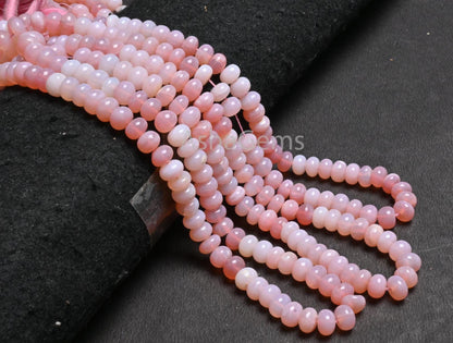 Beautiful Pink Opal Rondelle Shape Smooth Bead,16" Shaded pink Opal Handmade Gemstone Loose Beads Jewelry Making Crafts AAA Opal Beads SALE