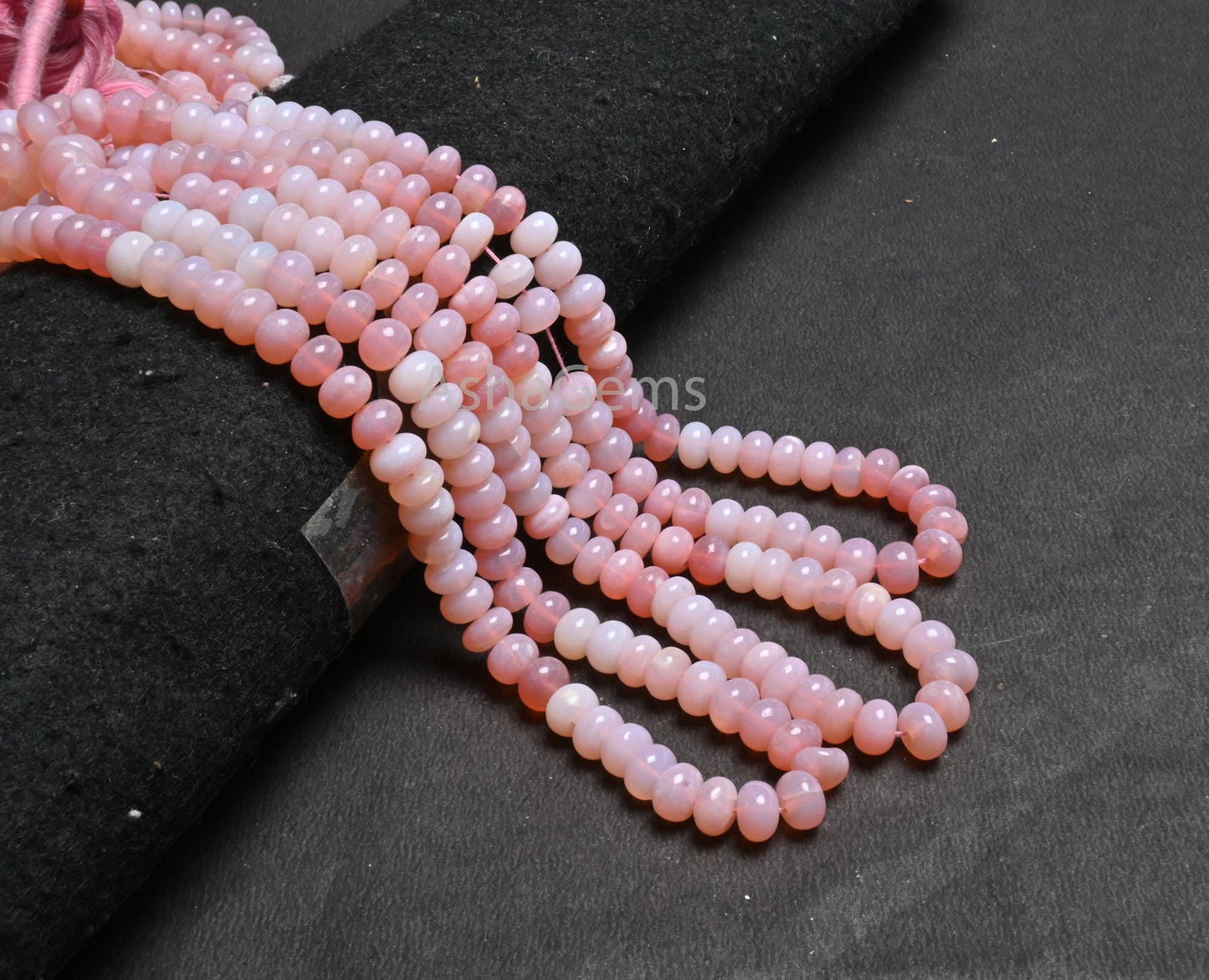 Beautiful Pink Opal Rondelle Shape Smooth Bead,16" Shaded pink Opal Handmade Gemstone Loose Beads Jewelry Making Crafts AAA Opal Beads SALE
