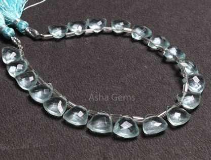 10mm AAA Quality Aqua Blue Hydro faceted Trillion Shape Beads,7.5" Aquamarine Color  Hydro fancy Triangle  Briolette Bead Jewelry Craft SALE