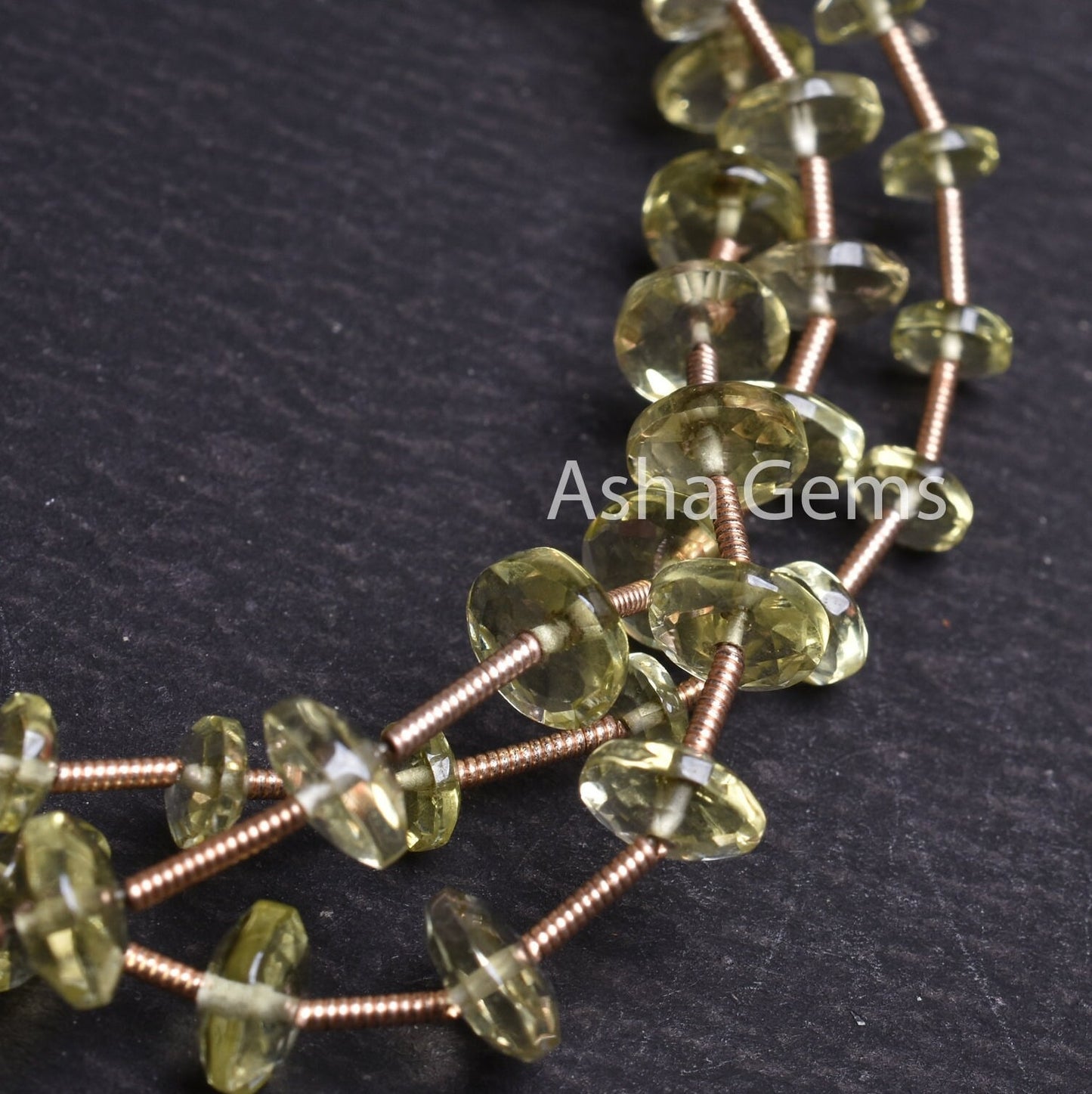 Beautiful Lemon Quartz Fancy Flat Rondelle Beads, Natural Lemon German Cut Gemstone Loose Beads,6" Lemon Quartz Beads Jewelry Making Crafts
