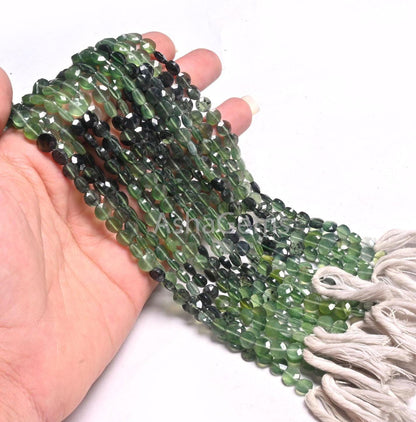 6 mm AAA Serpentine Faceted Coin Shape Gemstone Loose Beads, Shaded Green Serpentine Machine Cut Coin Serpentine Beads Jewelry Makings Craft