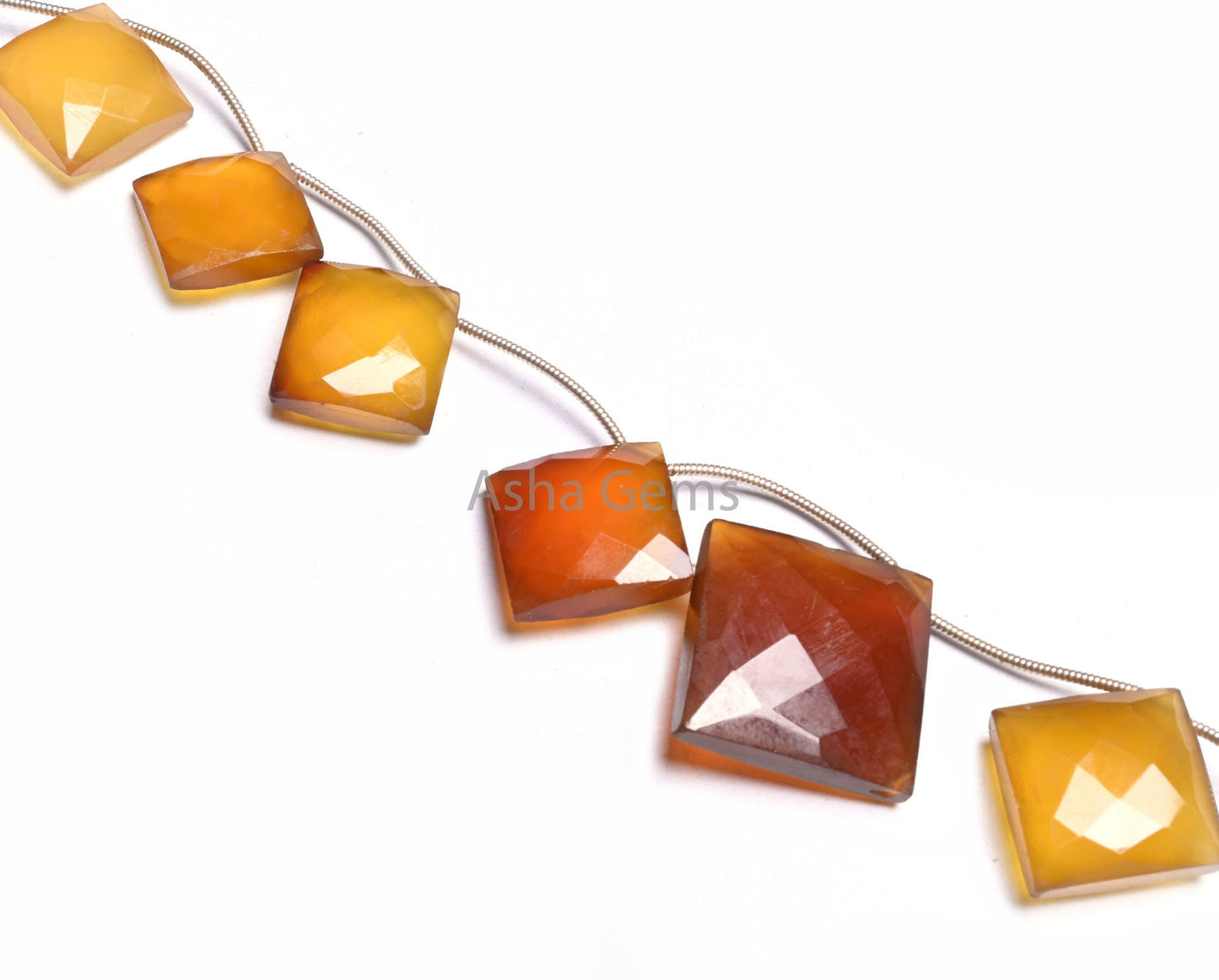 Fine Shaded Yellow Brown Chalcedony Fancy Cushion Shape Beads,10-20 mm Chalcedony Square Faceted Side Drill Gemstone Bead Jewelry Craft SALE