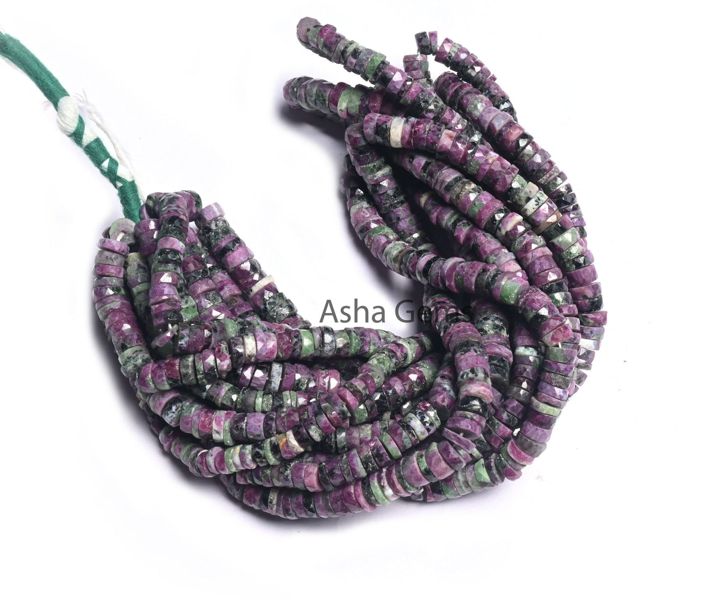 Natural Ruby Zoisite Faceted Heishi tyre Beads, Fine Ruby Zoisite Wheel Shape Beads Gemstone Flat Tyre Beads Necklace Jewelry Making Crafts