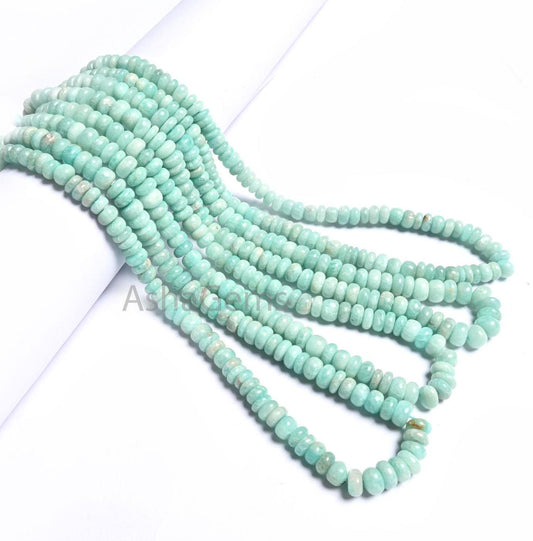 Beautiful Amazonite Smooth Rondelle Shape Gemstone Loose Beads,8/16" Natural Blue Amazonite Plain Handmade amazonite Bead Jewelry Craft SALE (AG 12344)