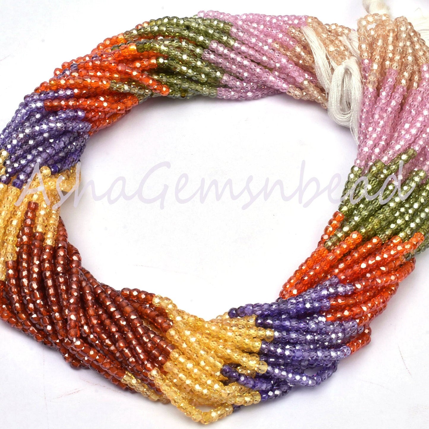 Beautiful Multi Color Zircon Micro Cut Faceted Beads,13" Strand AAA Multi Zircon Machine Cut Rondelle Shape Beads 3 mm,Jewelry Making Crafts