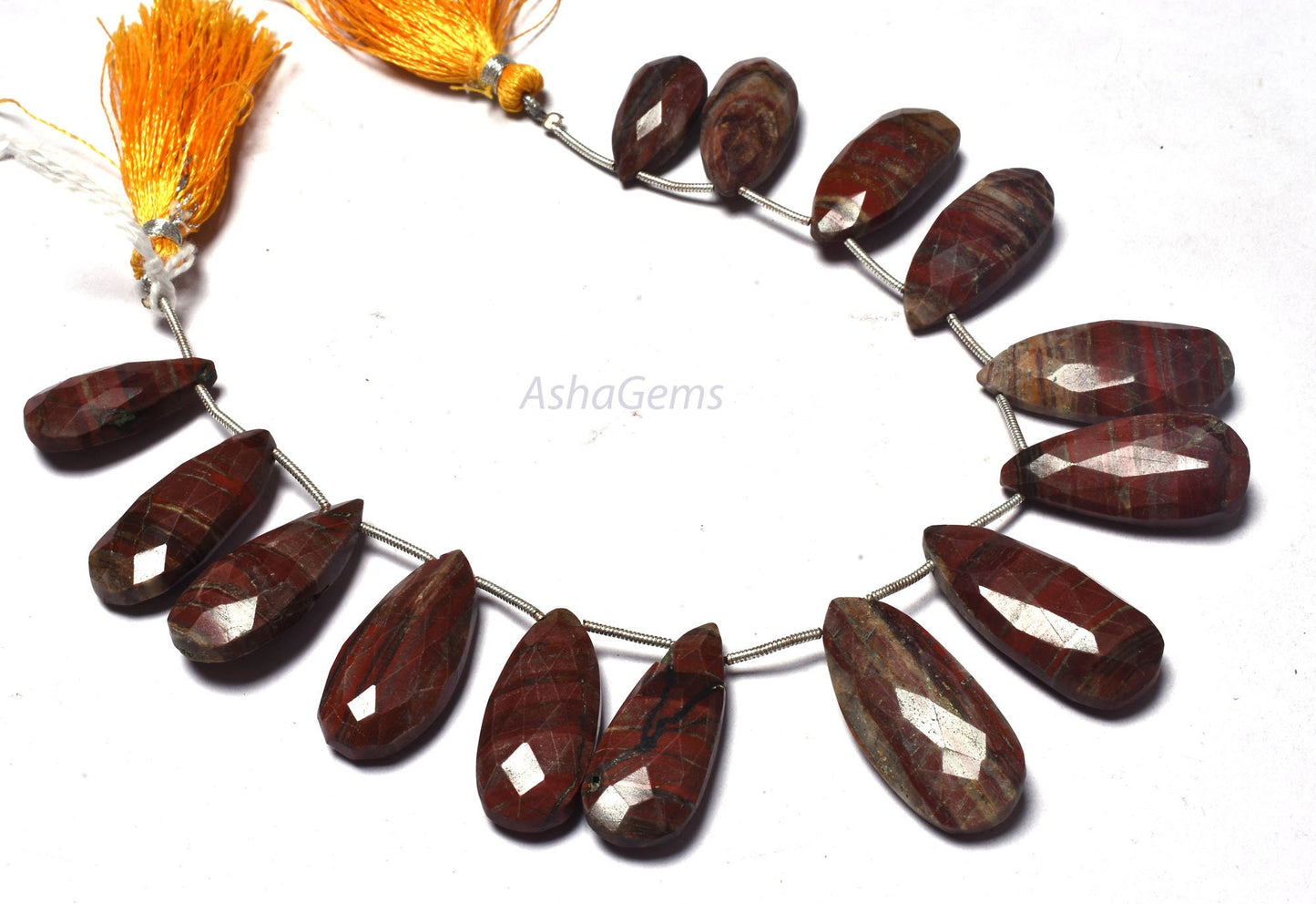 Beautiful Jasper Faceted Teardrop Beads,13 Piece Strand Shaded Red Jasper Pears Briolette Beads, Red Jasper Gemstone Bead Jewelry Craft Sale
