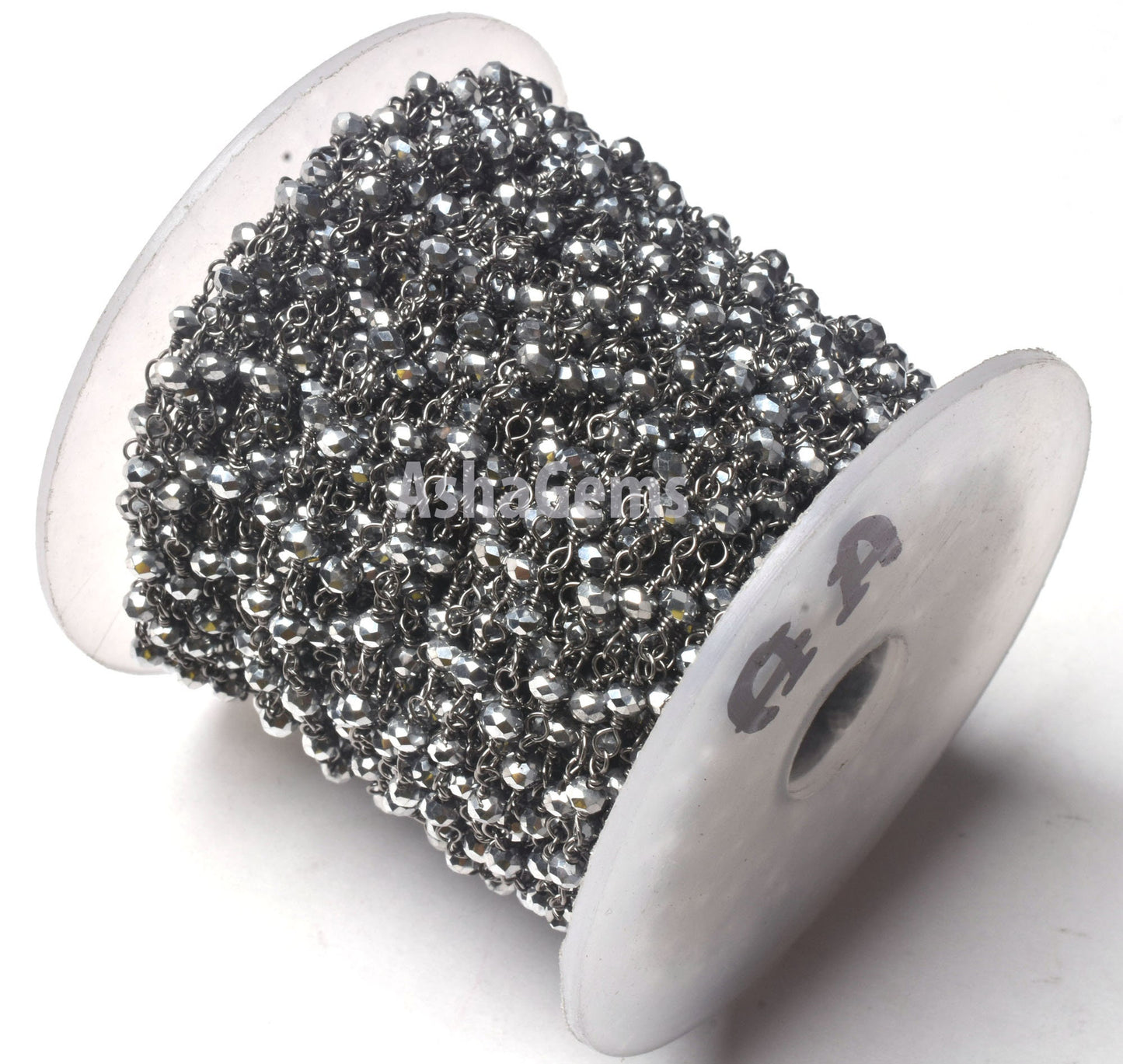 SALE AAA Silver Pyrite Hydro Faceted Rondelle Beads Rosary Chain,3 mm Black Plated Gunmetal Wire Wrap Handmade Chain Jewelry Necklace Making