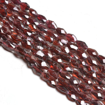 Beautiful Garnet Indian Cut Oval Briolette Beads, Natural Red Garnet Faceted Oval Straight Drill Gemstone Bead, Garnet Beads Jewelry Crafts