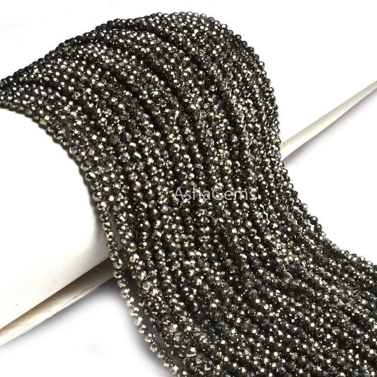 Beautiful Natural Pyrite Micro Cut Rondelle Faceted Gemstone Beads 3 mm AAA Quality Copper Pyrite machine Cut Rondelle Beads Crafts Jewelry