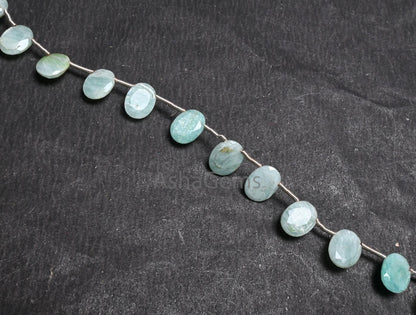 Beautiful Amazonite faceted Oval Beads,7x9 mm Natural Blue Amazonite Fancy Oval Cabochon Side Drill Briolette Gemstone Beads Jewelry Crafts