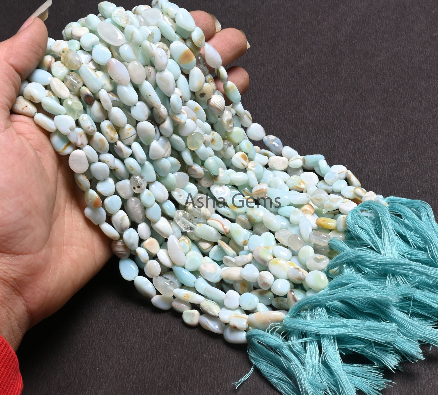 Beautiful Sky Blue Boulder Opal Smooth Nugget Gemstone Loose Beads,7-12mm Shaded Opal Handmade Uneven Tumble Beads Jewelry Making Craft SALE (AG 22286)