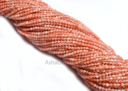 AAA Quality Natural Sunstone Micro Cut Gemstone Beads,3.5 mm Shaded Sunstone Machine Cut Rondelle Sunstone Beads Jewelry Making Crafts SALE