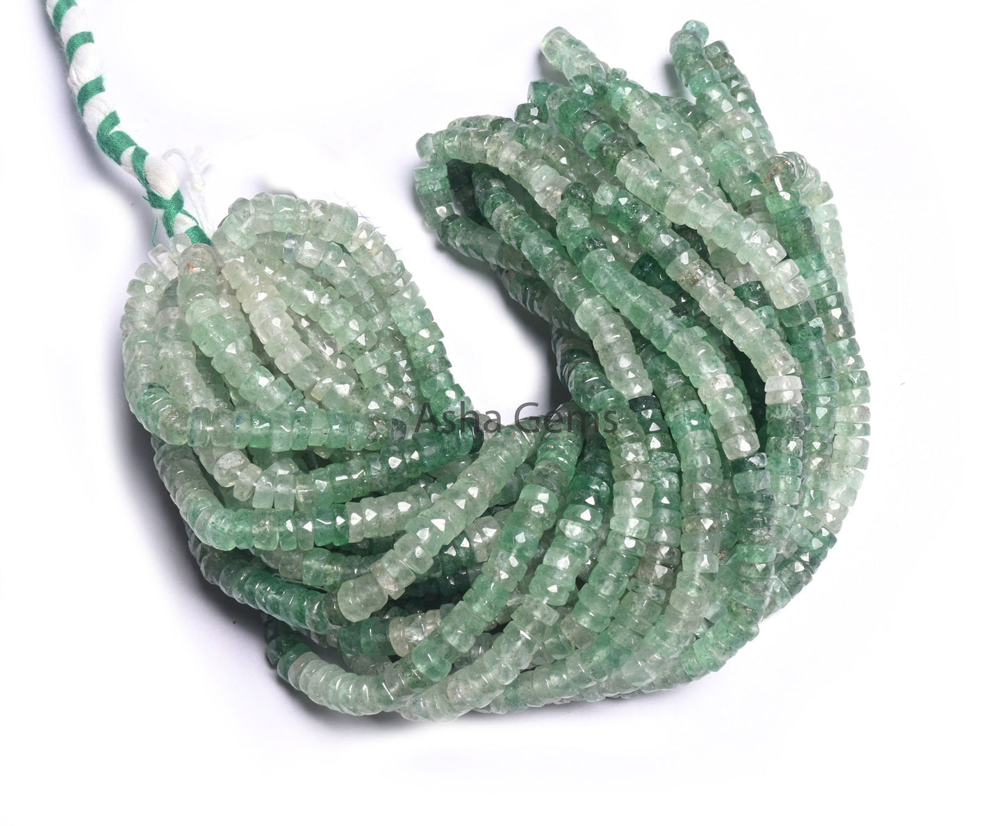 6 mm Beautiful Strawberry Quartz Faceted Flat Tyre Heishi Gemstone Beads, Fine Natural Shaded Green Strawberry Indian Cut Wheel Bead Jewelry