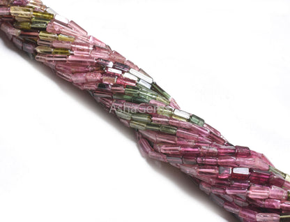 Natural Tourmaline Pipe Shape smooth Gemstone Beads,13"Tourmaline Beads, Multi Tourmaline Fancy Long stick Handmade Straight Drill Bead SALE