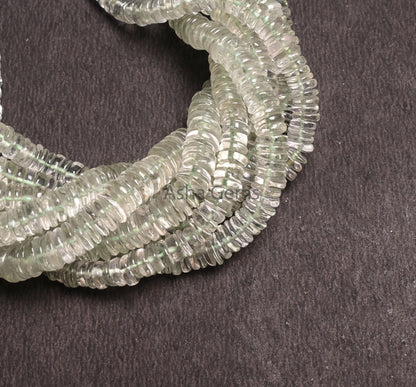 Fine Green Amethyst Flat Wheel Shape Smooth Hnadmade Beads, Natural Amethyst Heishi Tyre Gemstone Loose Beads, Amethyst Beads Jewelry making