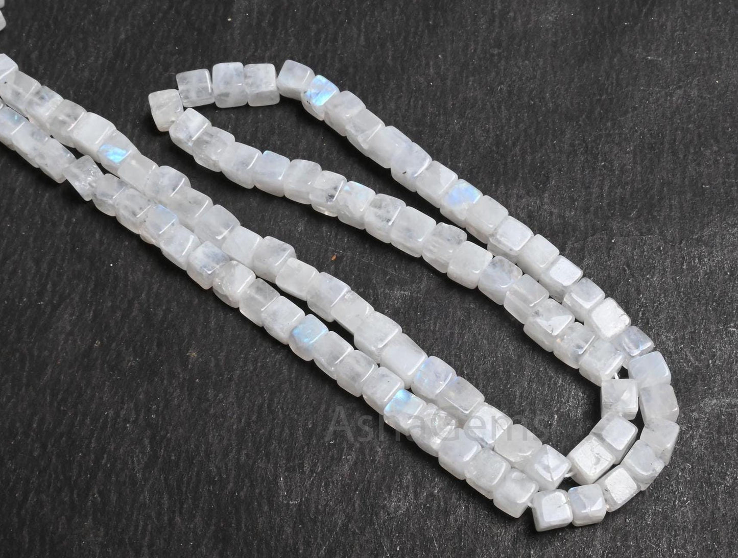 Beautiful Natural Blue Fire Rainbow Moonstone 3D Cube Box Smooth handmade Beads, White Rainbow Moonstone Box Tiny Gemstone Bead Jewelry SALE