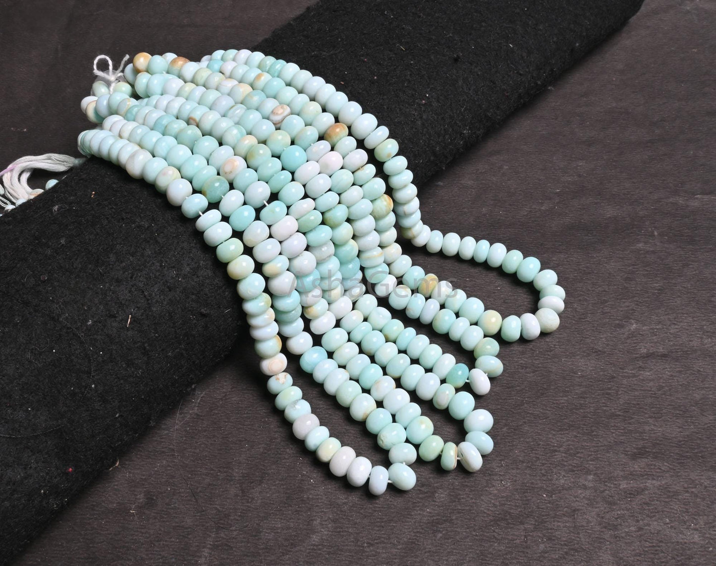 Beautiful Shaded Peru Blue opal Smooth Gemstone Loose Beads, Shaded Sky Blue Opal Plain Handmade Uneven Rondelle Opal Beads Jewelry Necklace