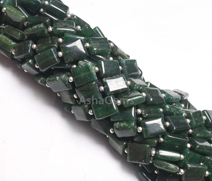 Beautiful dark Green Quartz Fancy Chicklet Handmade Beads, Fine Green Quartz Rectangle Shape Straight Drill Gemstone Loose Bead Jewelry SALE