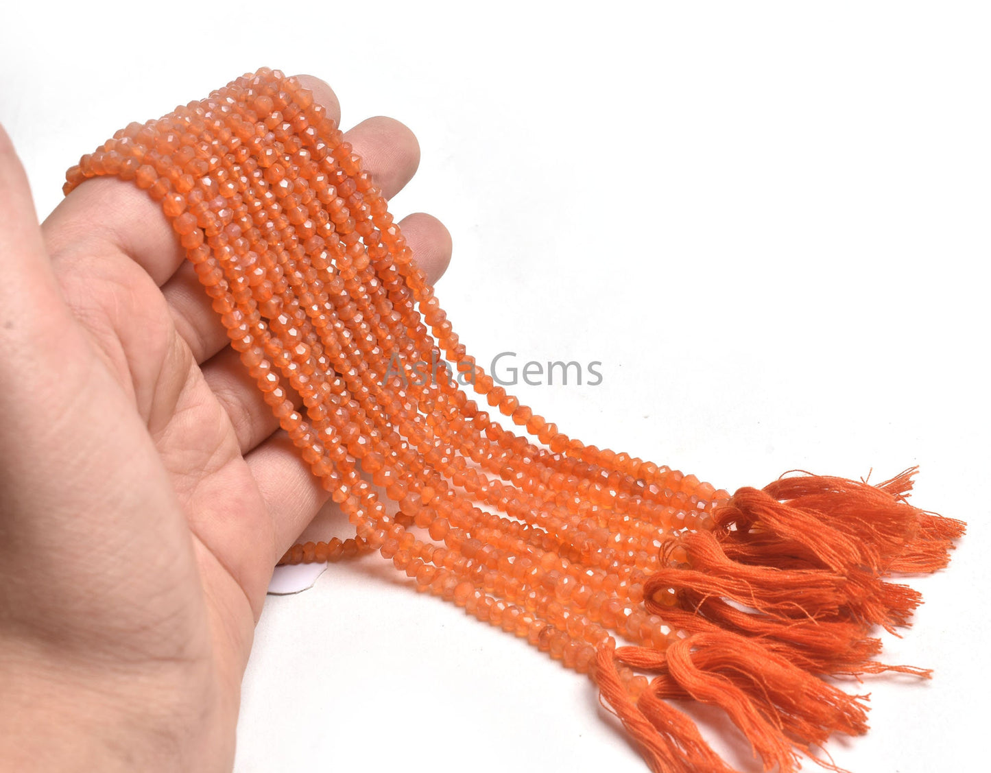 AAA Natural Carnelian Machine Cut Faceted Rondelle Beads,13" Strand Orange Carnelian Indian Cut Beads, Carnelian Beads Jewelry Supply Crafts