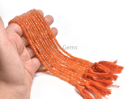 AAA Natural Carnelian Machine Cut Faceted Rondelle Beads,13" Strand Orange Carnelian Indian Cut Beads, Carnelian Beads Jewelry Supply Crafts