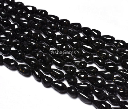 Natural Black Spinal Drops Shape Beads Black Spinal Smooth Teardrops Beads, Black Spinal Drops Beads, Briolette Beads For Jewelry Craft SALE