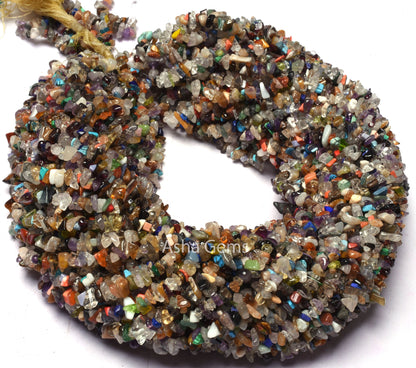 34"Strand Beautiful Natural Multi Color Gemstone Uncut Chips Gemstone Beads Smooth Raw Rough Uneven Tiny Bead Mix Gemstone Bead jewelry Sale