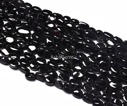 Natural Black Spinel Smooth Oval Shape Beads,13" Strand Spinel Handmade Uneven Oval Shape Beads, Black Spinel Beads For Jewelry Making Craft
