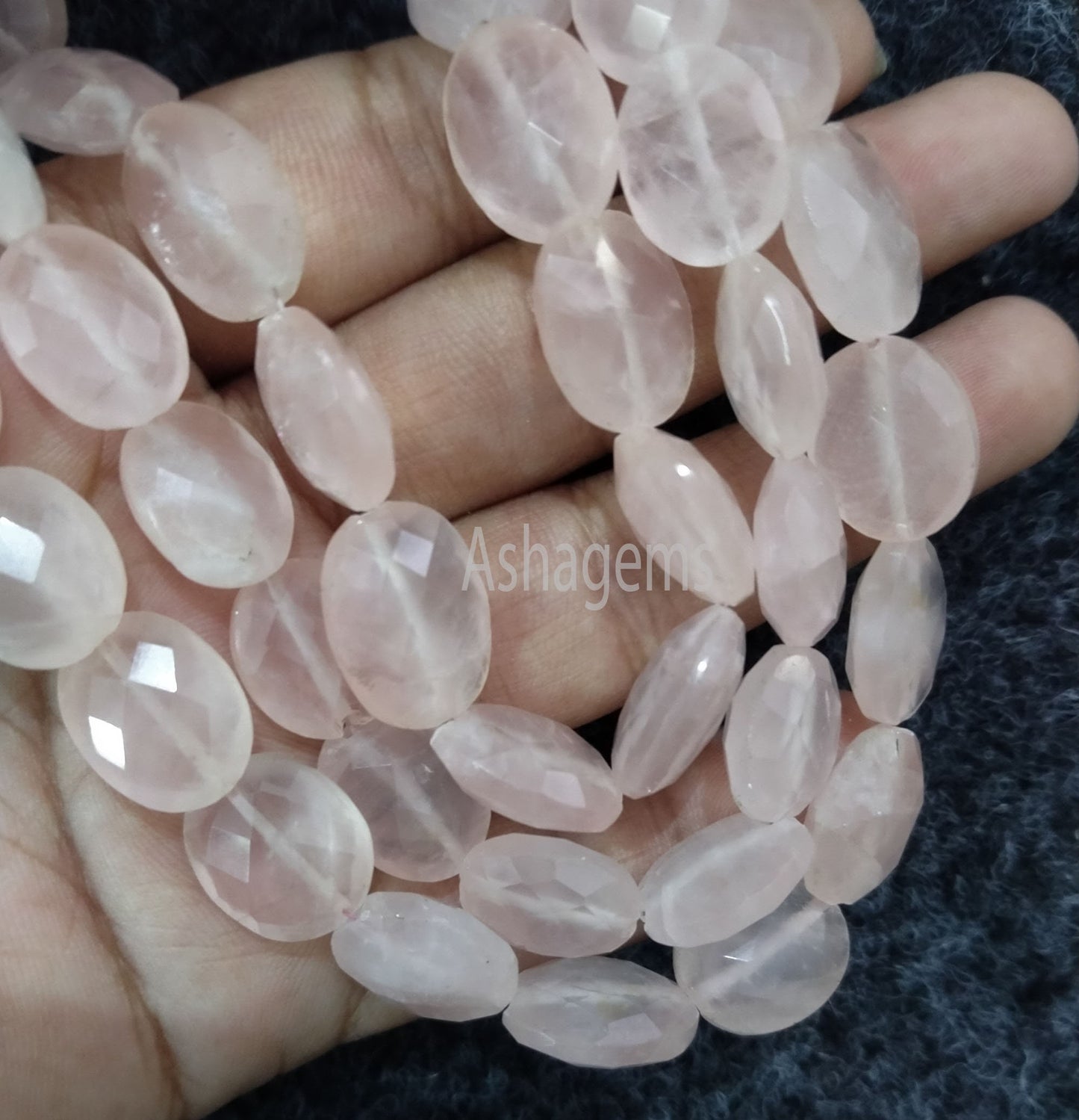 Beautiful Pink Rose Quartz Faceted Oval Shape Beads, Natural rose Quartz Gemstone Beads Indian,8 Inch Strand Quartz Faceted Oval Beads Craft