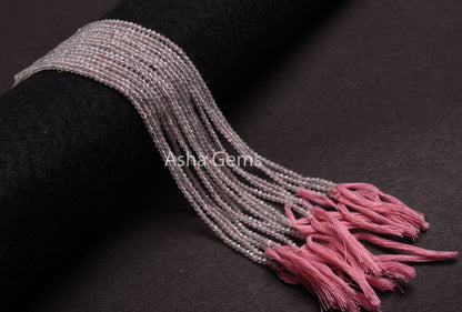 2.25 mm Natural Morganite Faceted Rondelle Beads, AAA Pink Aquamarine Beads Machine Cut Real Morganite Micro Cut Gemstone Bead Jewelry Craft