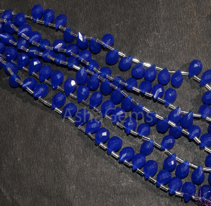 AAA Quality Royal Blue Quartz Hydro faceted Drop Shape Beads, Blue Hydro Faceted Teardrop Briolette Side Dril Bead Jewelry Making Craft SALE (AG 18591)