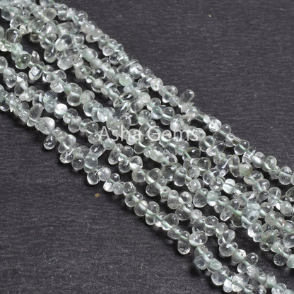 Fine Green Amethyst Smooth Drops Shape Beads,13" Natural Green Amethyst Tiny Teardrop Beads Briolette Amethyst Side Drill Drop Handmade SALE