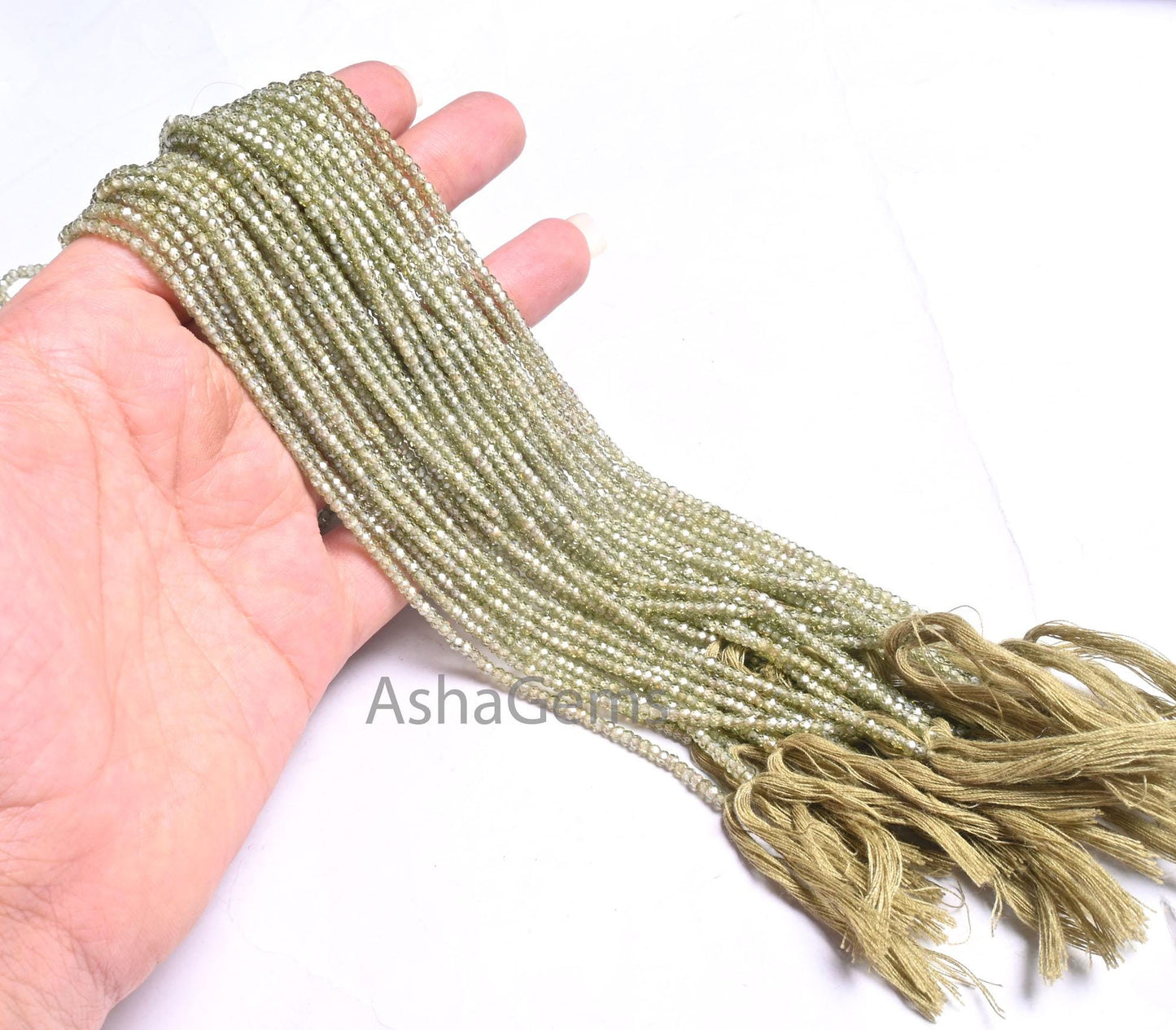 AAA Quality Green Zircon Micro Faceted Beads,2.50 mm Light Olive Green Cubic Zirconia  Machine Cut Rondelle Zircon Beads Jewelry Crafts SALE