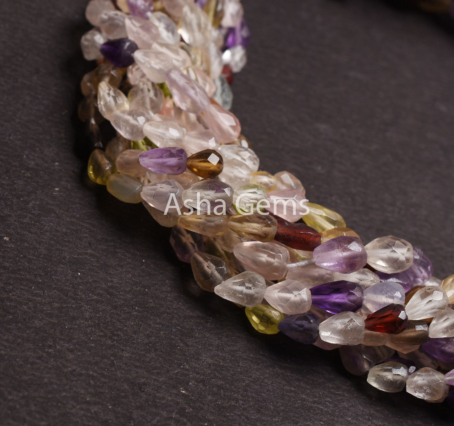 Mix Gemstone Disco Faceted Drop Shape Beads,14" Strand Multi Color Stone Teardrop Straight Drill Beads, Disco Bead Jewelry Making Handicraft