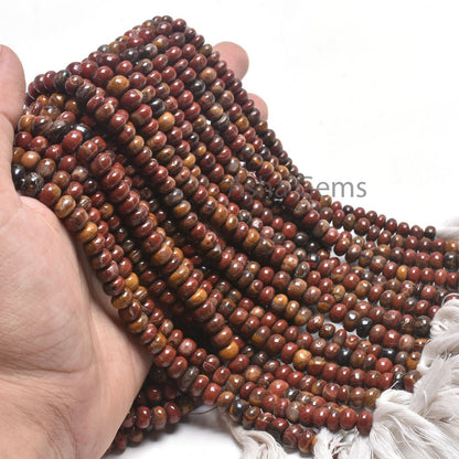 Fine Picture Jasper Smooth Rondelle Shape Beads,13" Strand Natural Jasper Plain Handmade Roundelle Gestone Loose Beads, Jasper Beads Jewelry