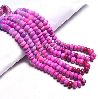 Beautiful Hot Pink Opal Smooth Rondelle Gemstone Beads, Shaded Pink Blue Opal Plain Handmade Bead AAA Opal Bead Jewelry Making Necklace SALE