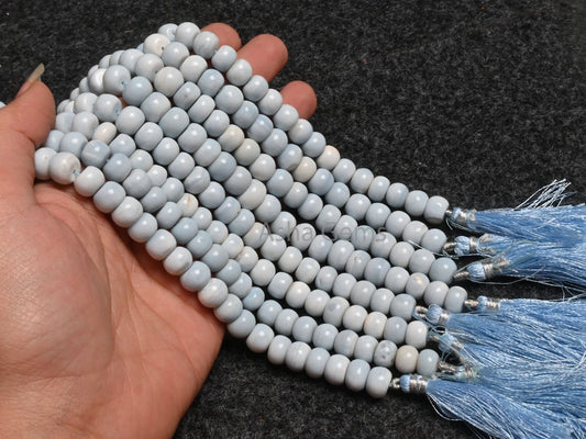 Fine Light Pigeon Blue Opal Smooth Rondelle Beads, Blue Oregon Opal Plain Handmade Gemstone Beads, Opal Beads Jewelry Making Handicraft SALE