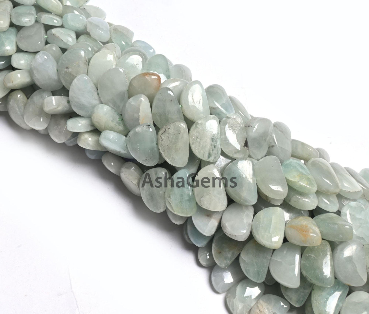 Natural Aventurine Fancy D Shape Smooth Gemstone Beads,9" Light Green Aventurine Half Moon Handmade Bead, Angoori Margaj Beads Jewelry Craft