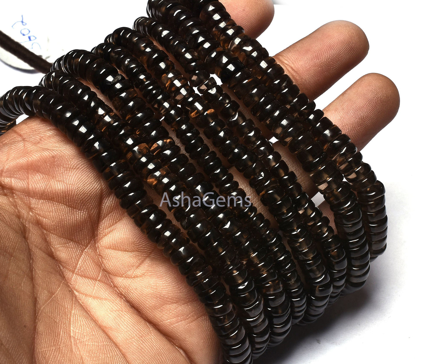 18" Strand Amazing Smoky Quartz Heishi Tyre Shape Smooth Gemstone Beads, Smoky Plain Beads,Handmade Loose Beads Smoky Quartz Jewelry Crafts