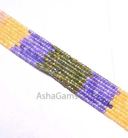 3.2mm AAA Quality Shaded Multi Color Zircon Rondelle Faceted Beads,13"Cubic Zircon Micro Cut Faceted Zircon Bead Necklace Jewelry Craft SALE