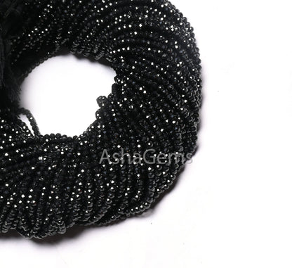 Beautiful Natural Black Spinel Rondelle Faceted Micro Cut Gemstone Loose Beads 3 mm AAA Quality Spinel Micro Cut Beads Jewelry Making Crafts
