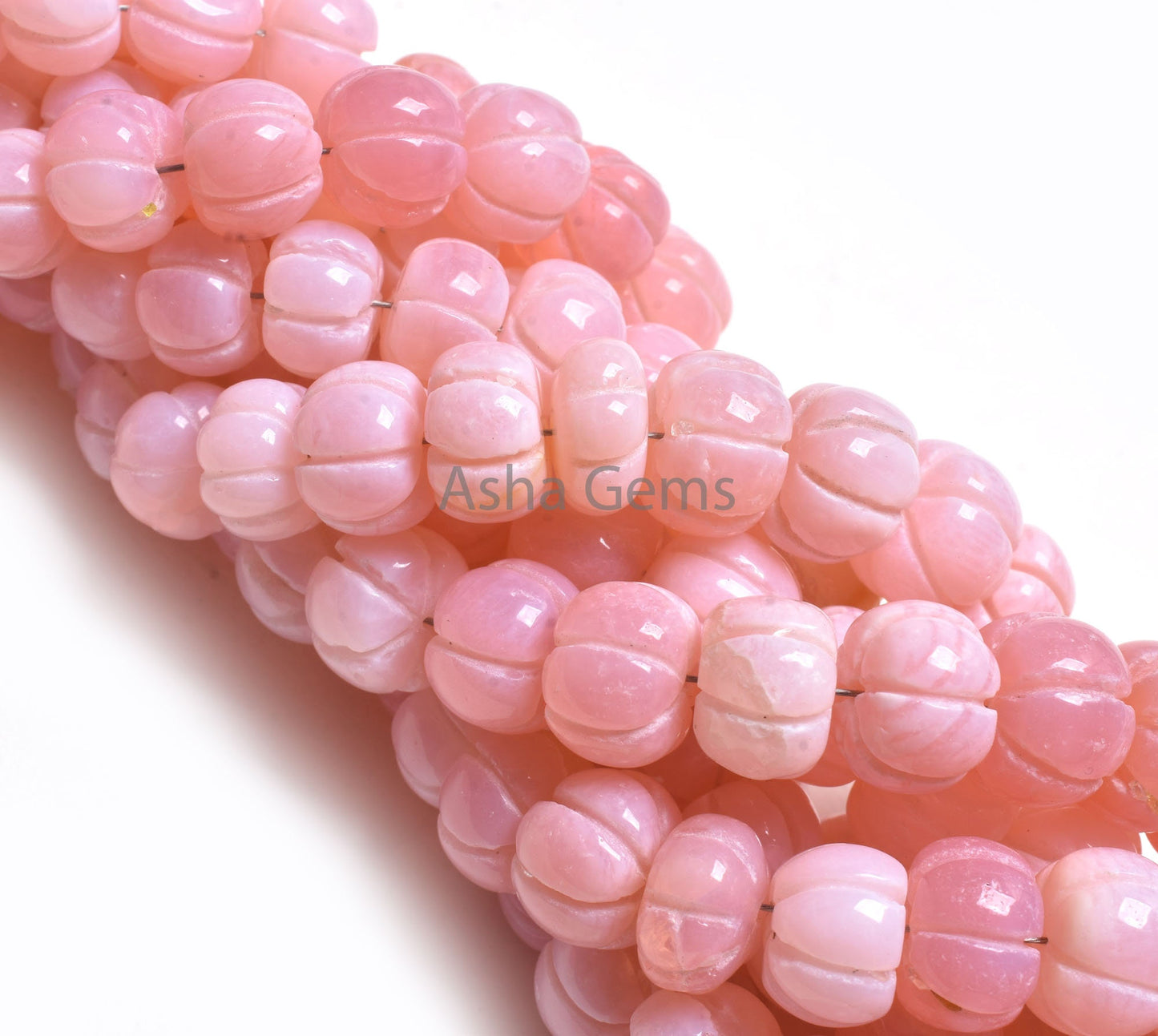Beautiful Pink Opal Carving Watermelon Beads, AAA Pink Opal Smooth Carved Pumpkin Gemstone Beads Opal Carve Melon Beads Jewelry Craft SALE