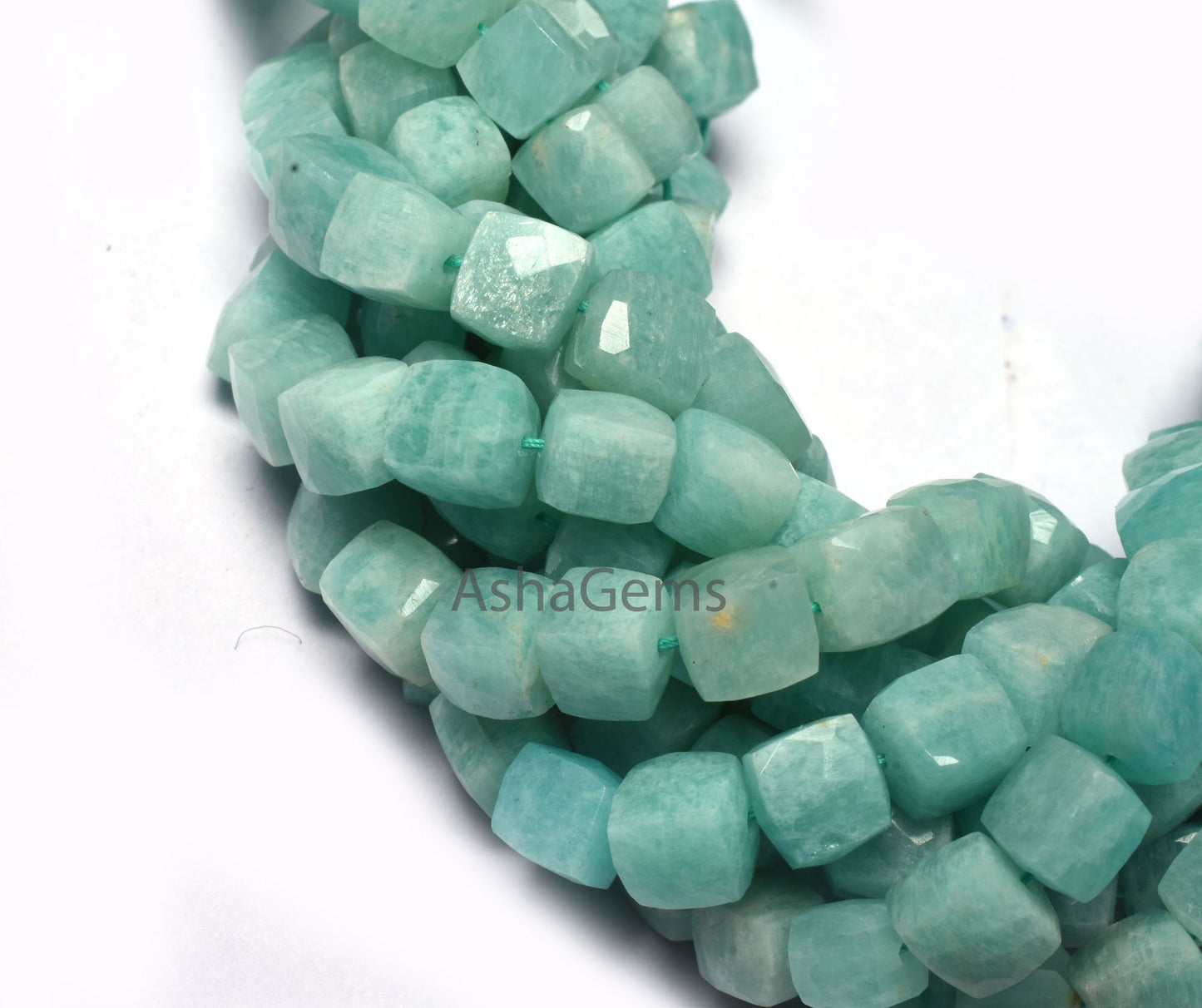 Beautiful Amazonite Faceted Box Shape Gemstone Beads,8"Strand Natural Blue Amazonite 3D Cube Box Bead, Amazonite Cube Beads For Jewelry SALE