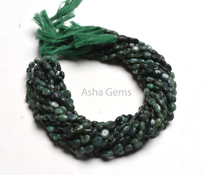 Natural Sakota Green Emerald Smooth Oval Beads,13" Emerald Plain Uneven Oval Straight Drill Gemstone Emerald Beads Jewelry Making Handicraft
