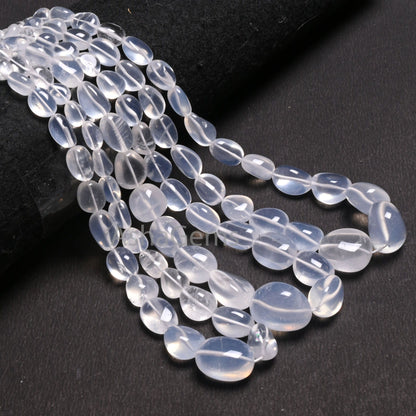 AAA Quality Ice Quartz Smooth Nugget Gemstone Loose Beads,9/18"Strand Natural White Ice Crystal Handmade Tumble Bead Necklace Making Jewelry