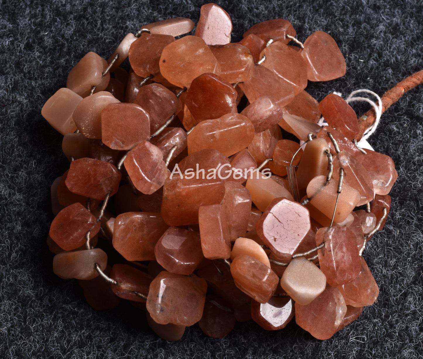 Natural Peach Moonstone Slice Rough Beads, Pink Moonstone Smooth Raw uneven Shape Beads, Gemstone Polish Flat Slice Beads Boho Jewelry Craft