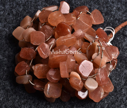 Natural Peach Moonstone Slice Rough Beads, Pink Moonstone Smooth Raw uneven Shape Beads, Gemstone Polish Flat Slice Beads Boho Jewelry Craft