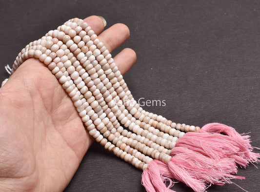 9" Strand Opal Smooth Rondell Shape Beads, Shaded Pink Peach Opal Beads,5.50, 6 mm Bio Pink Opal Plain Handmade Gemstone Beads Jewelry Craft