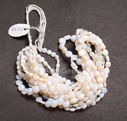 Natural Opal Smooth Coin Shape Gemstone Beads,16"Strand Fine White Opal Fancy Puff coin Handmade Straight Drill Opal Bead Jewelry Craft SALE