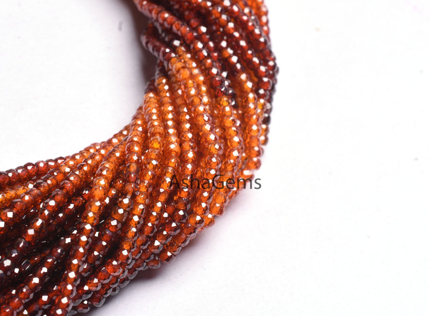 Shaded orange red zircon Faceted Rondelle Beads,13" Strand Cubic zirconia beads,3mm AAA Zircon Micro Cut Machine Cut Bead Jewelry Craft SALE